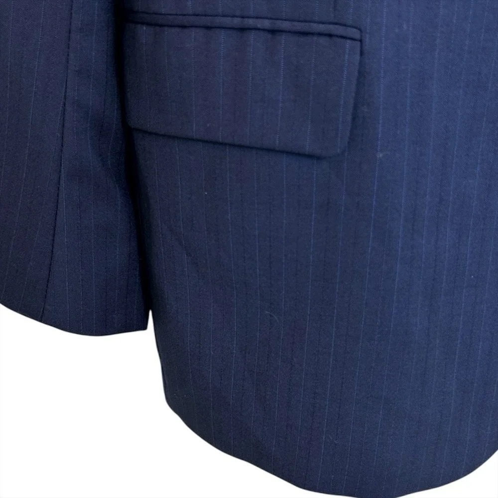 Hickey Freeman Blazer Suit Jacket Milburn II 46R 46 Regular Navy Pinstripe Wool